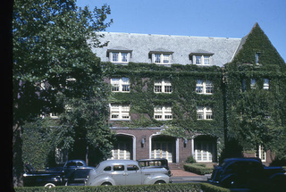 Dow Hall covered in ivy